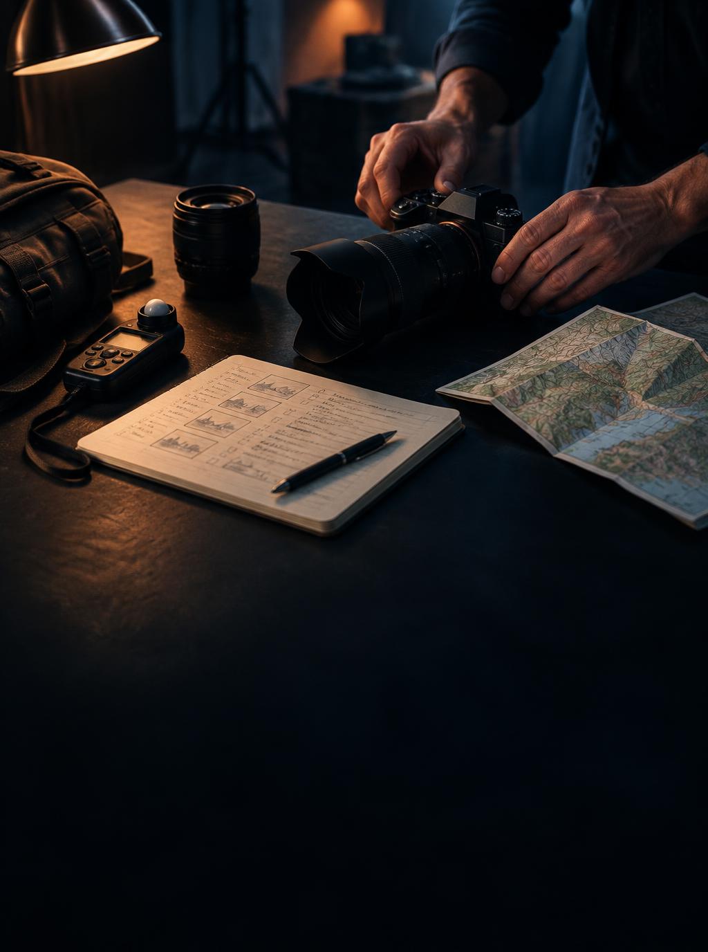 Artisan au travail dans son atelier lors d'un reportage photographique